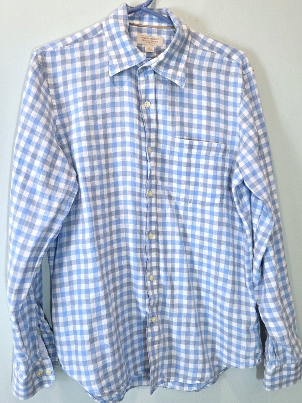 Banana Republic Powder Blue & White Linen Shirt Size S